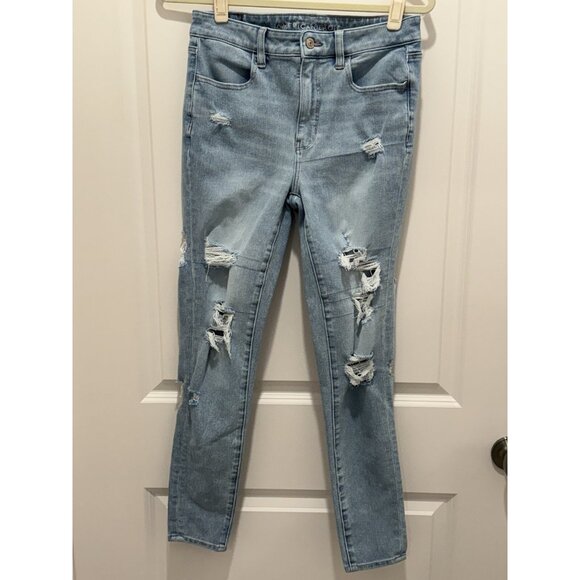 American Eagle Jeans 6 Regular Super Hi Rise Lightwash Dream Jean Jegging - Picture 1 of 9
